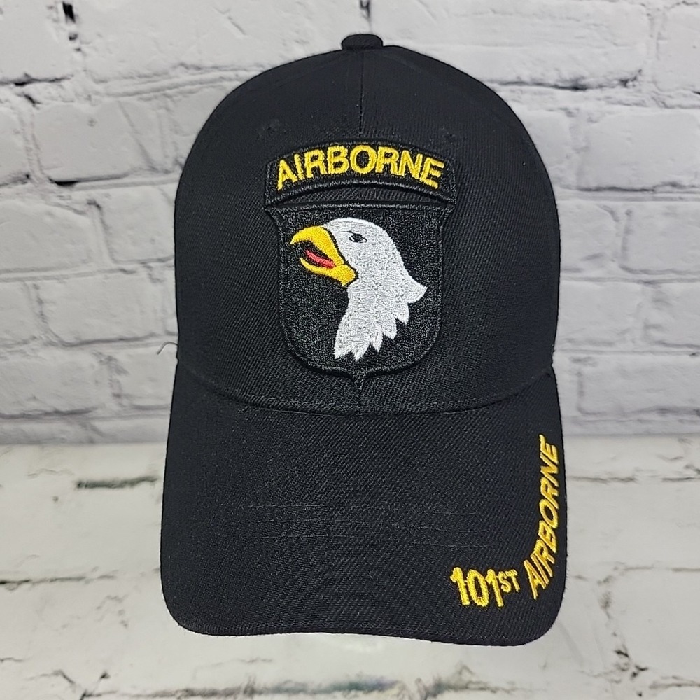 101st Airborne‎ Hat Embroidered Eagle Patch Mens OSFA Black US Warriors Ball Cap